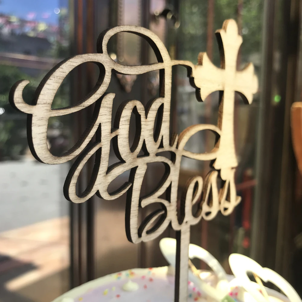 Personalised God Bless Cake Topper,Christening Communion cake topper