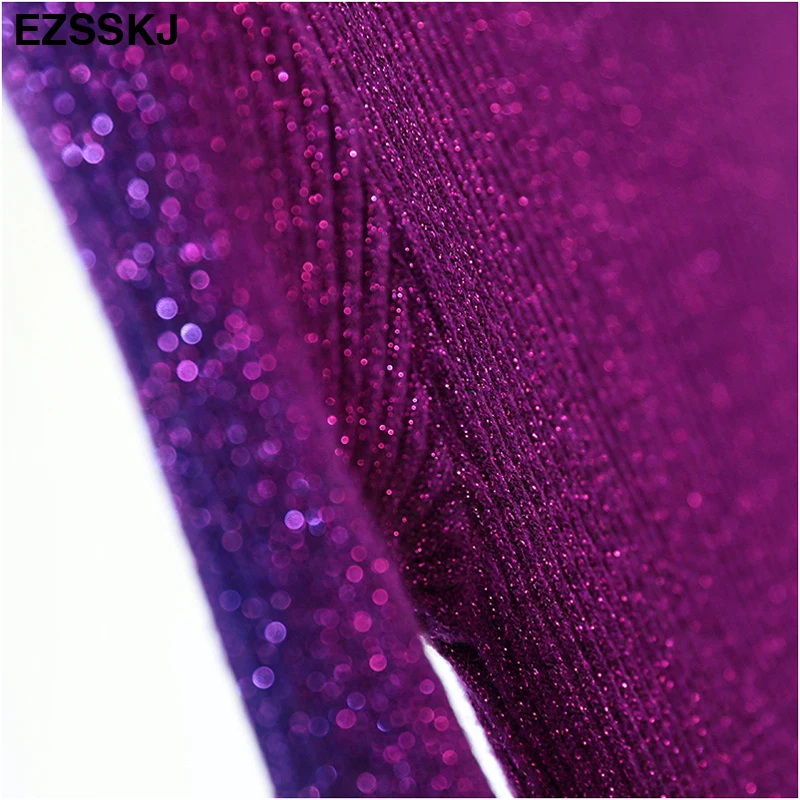 Ezsskj, высокоэластичное осенне-зимнее платье-свитер, женское, теплое, женское, водолазка, трикотажное, облегающее, элегантное, блестящее, Клубное платье OL