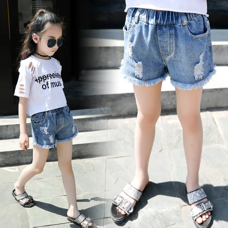 Children Girls Denim Short Pants Baby Girl Ripped Hole Jeans Shorts