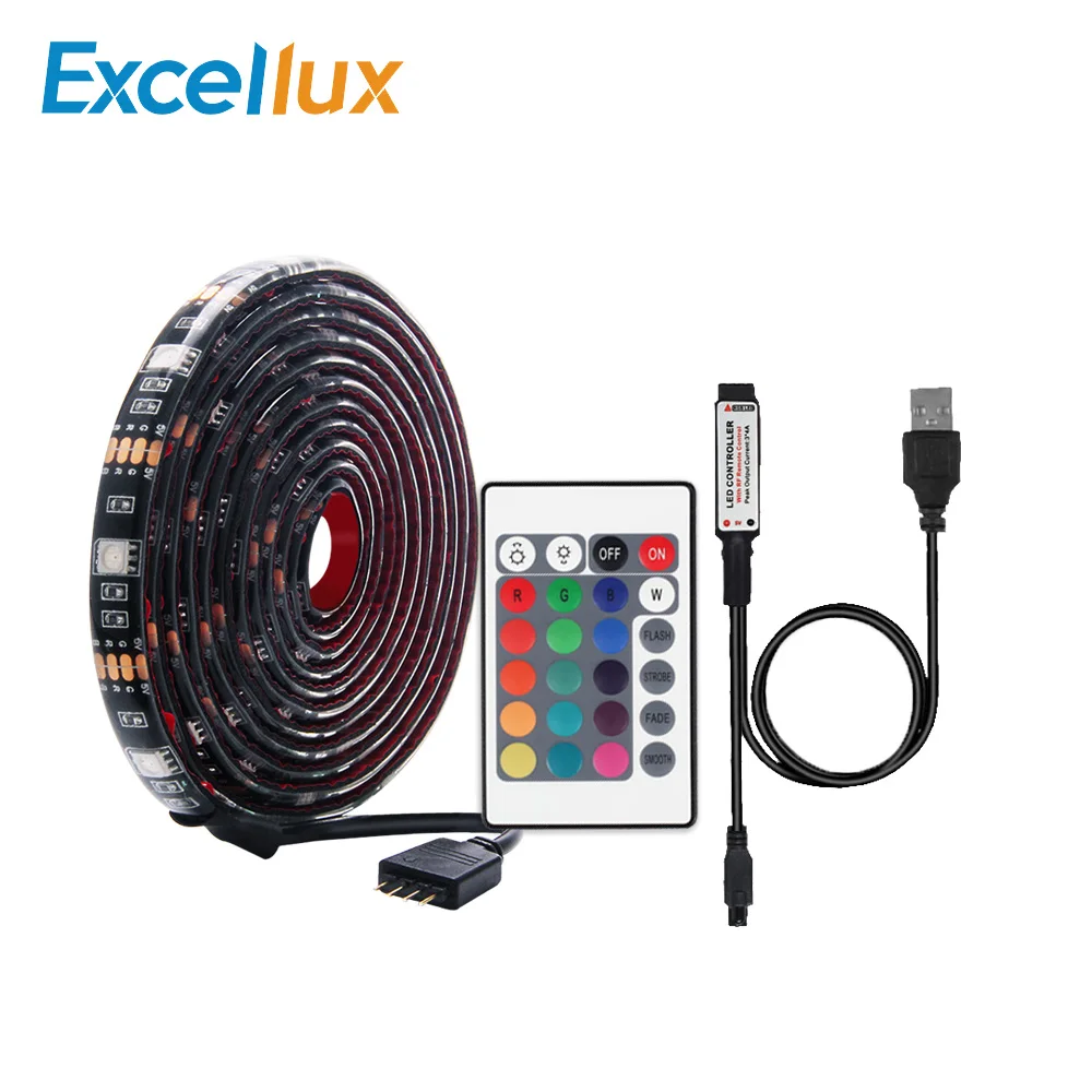 

5V 5050 RGB USB Led Strip 24Key IR Remote Control For TV Background Lighting Flexible RGB LED Strip IP20/IP65 Waterproof