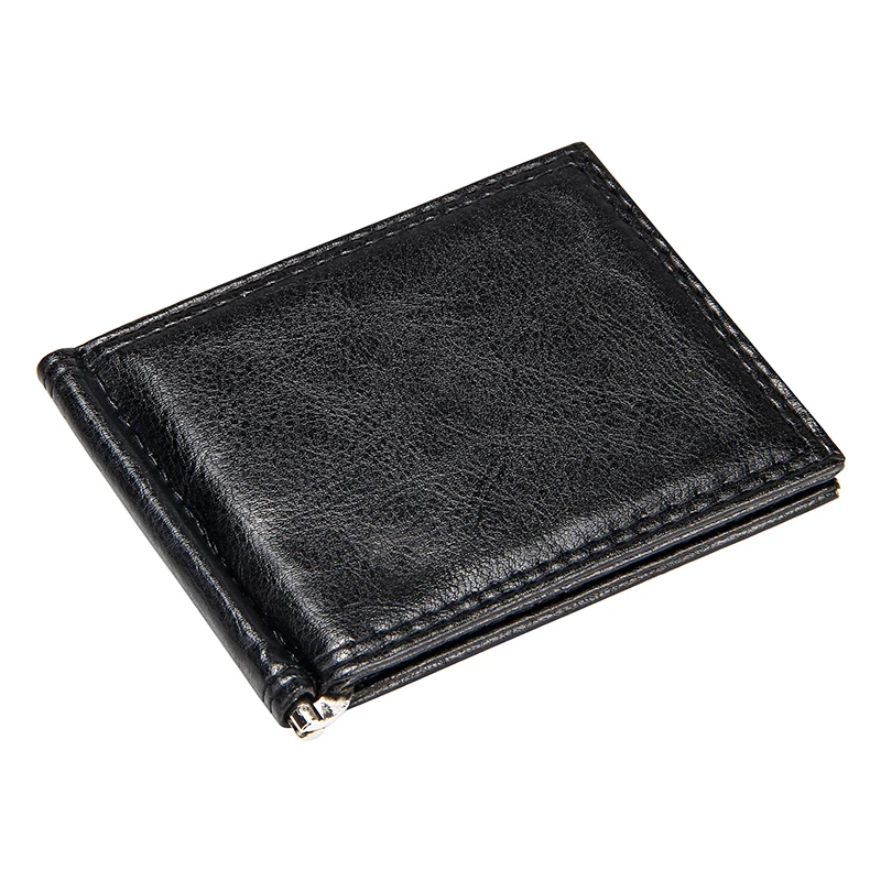 Thin Money Clip Vintage Leather Bifold Short Wallets Men Luxury Brand Slim Clips Cash Dollar Pu Leather Brief Credit Card Case