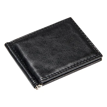 

Thin Money Clip Vintage Leather Bifold Short Wallets Men Luxury Brand Slim Clips Cash Dollar Pu Leather Brief Credit Card Case