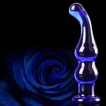 Blue Anal Beads Plug Stimulating Crystal Glass Dildo Penis Anal Sex Toys for Women Female Masturbation Sex Products for Couples