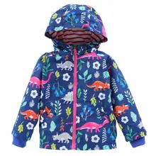 BOTEZAI/Новое поступление года; водонепроницаемые куртки с капюшоном и рисунком динозавра для мальчиков и девочек; ветронепроницаемые пальто с капюшоном на молнии для девочек