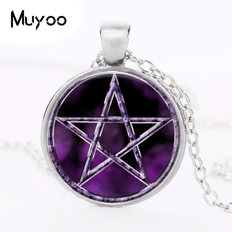 

2016 fashion Bestselling Purple Pentagram Wicca witchcraft japan pendant necklace jewelry hidden charm necklaces