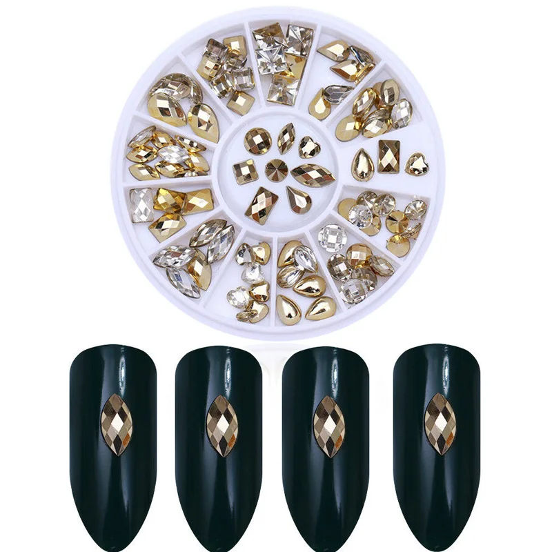 

2019 Summer Hot Double-sided Nail Rhinestone Irregular Beads Manicure 3D Nail Art Decoration In Wheel Accessories