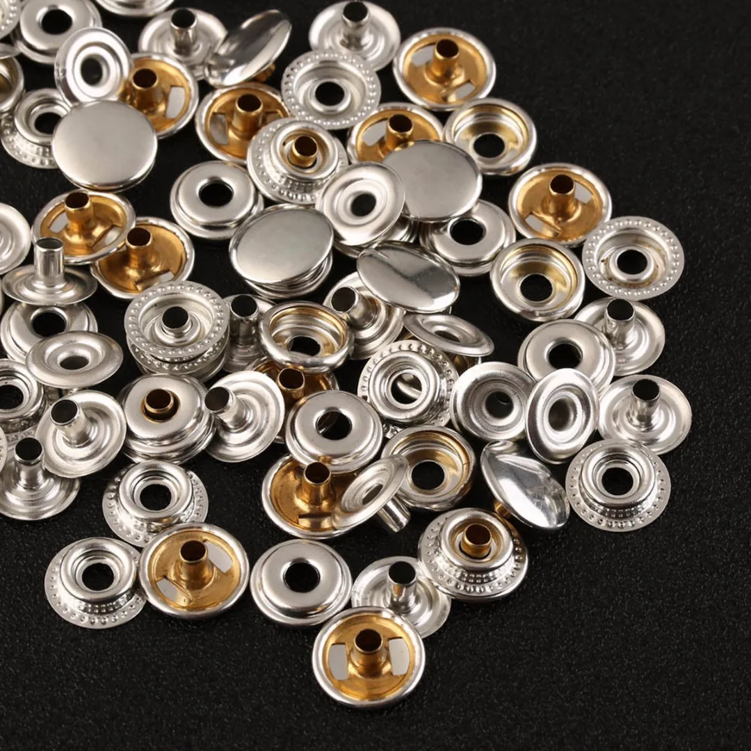 100pcs Snap Fastener Press Button Fasteners Canvas DIY Fixing Press
