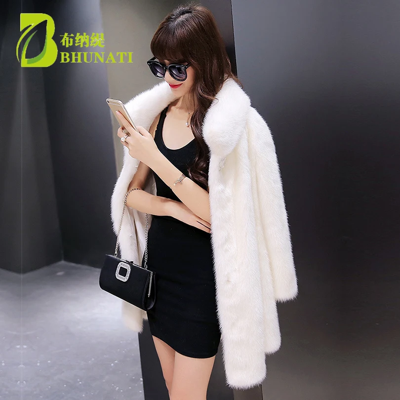 Fashion Winter Women Faux Fur Coat White Long Sleeve Stand Collar Jacket Warm Artificial loose Fox Fur Coats Plus Size 6XL