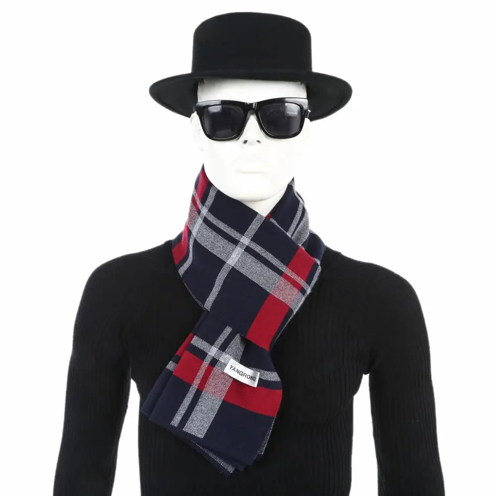 Difanni Горячая зима Элитный бренд большой размеры плед шарф для мужчин длинные средства ухода за кожей шеи теплый кашемир шарфы для женщи - Цвет: Navyblue