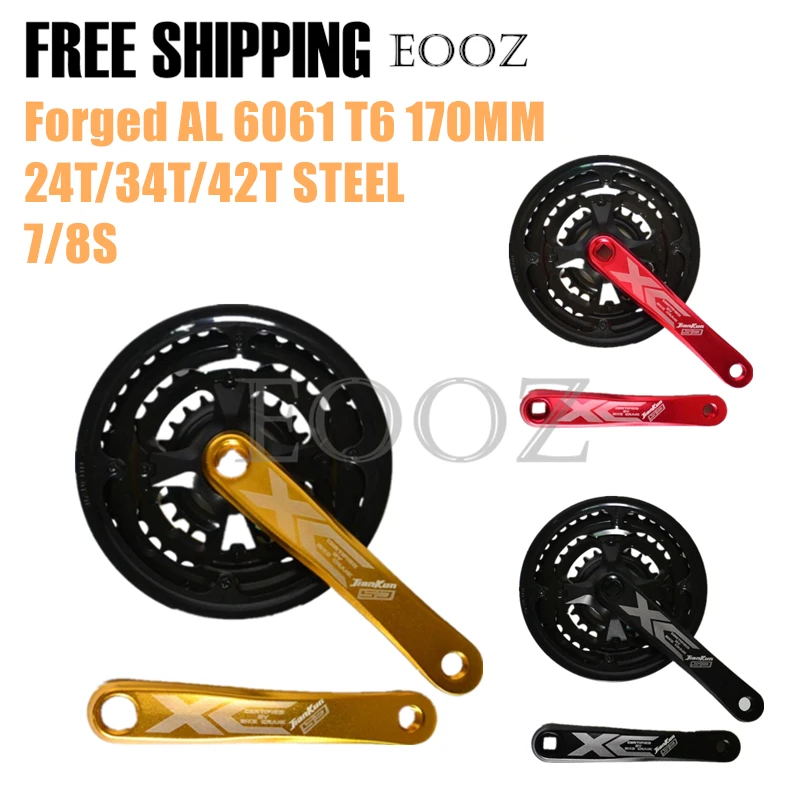 Mountain bike crankset aluminum alloy bicycle crank sprocket 24T / 34T / 42T Square 7 / 8 speed crank fluted disc photo