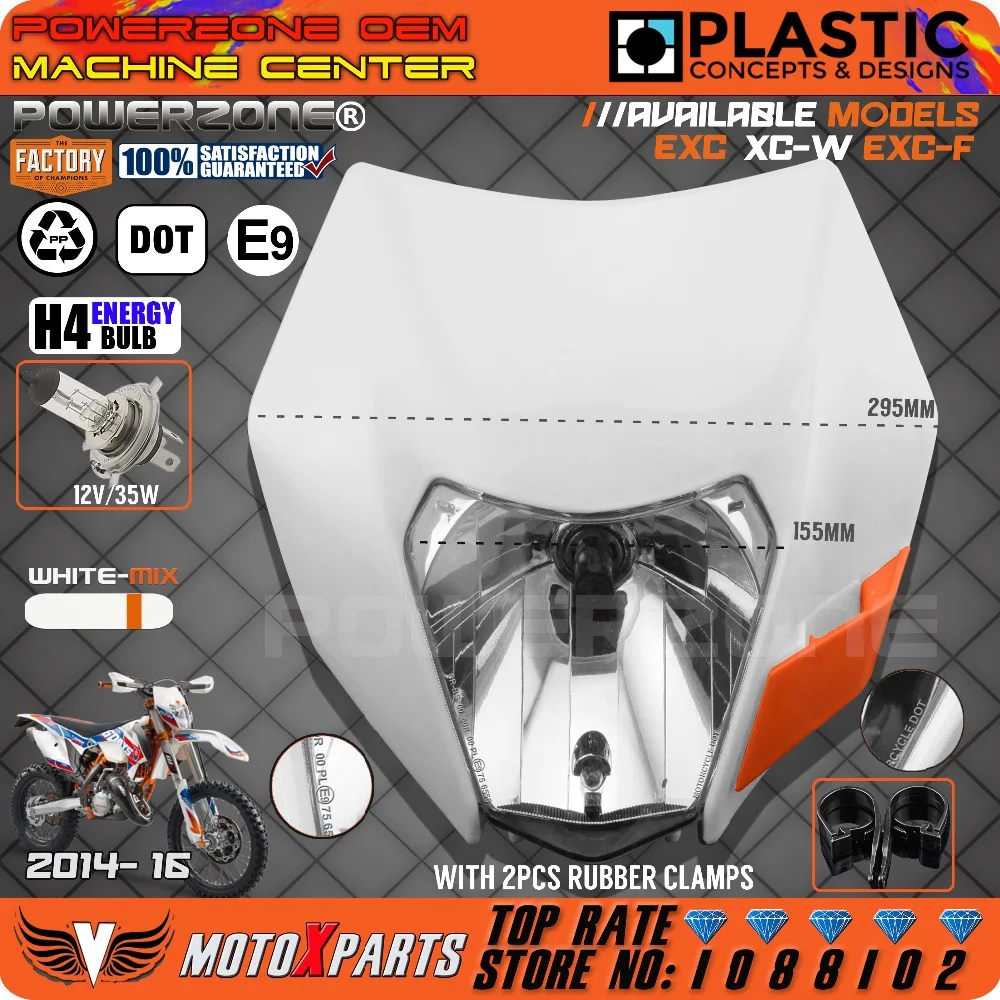Фара Powerzone универсальная белая для мотоциклов кроссовых KTM SX EXC XCF SXF SMR 2014 16 фара