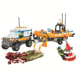 Город Городской 10753 Береговая охрана блок реагирования стартер строительные блоки кирпичи игрушки подарки для детей 2018 Новый Бела
