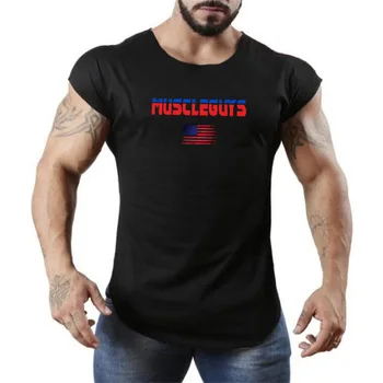 

National flag printed cotton fitness vest men TANK TOP training sleeveless T-shirt male