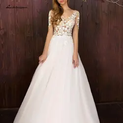 Lakshmigown прозрачное кружевное сексуальное свадебное платье с длинными рукавами 2019 Vestido de Noiva Тюлевое открытое свадебное платье в богемном