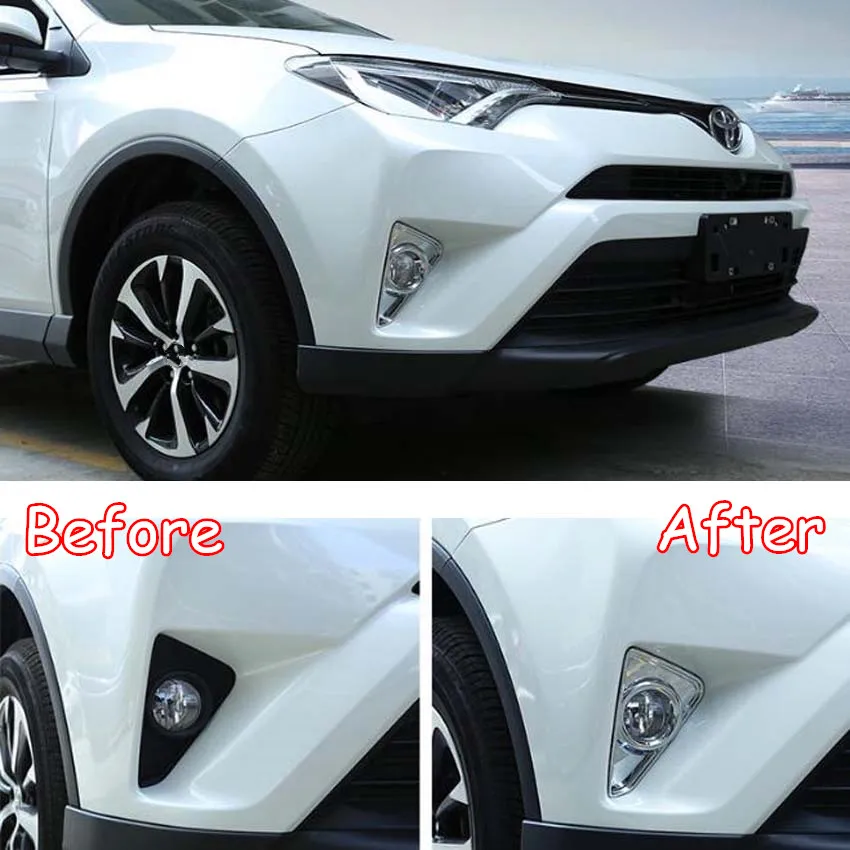 Подходит для Toyota RAV4 автомобильный внешний передний противотуманный светильник, рамка для лампы, накладка, рамка, украшение, аксессуары для стайлинга, 2 шт