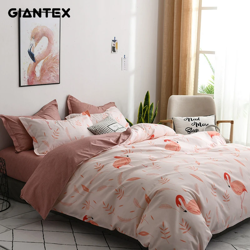 GIANTEX 3 Pcs Print Bedding Set Pillowcase Sheet Duvet Cover Set Twin Size Home Textile U2130