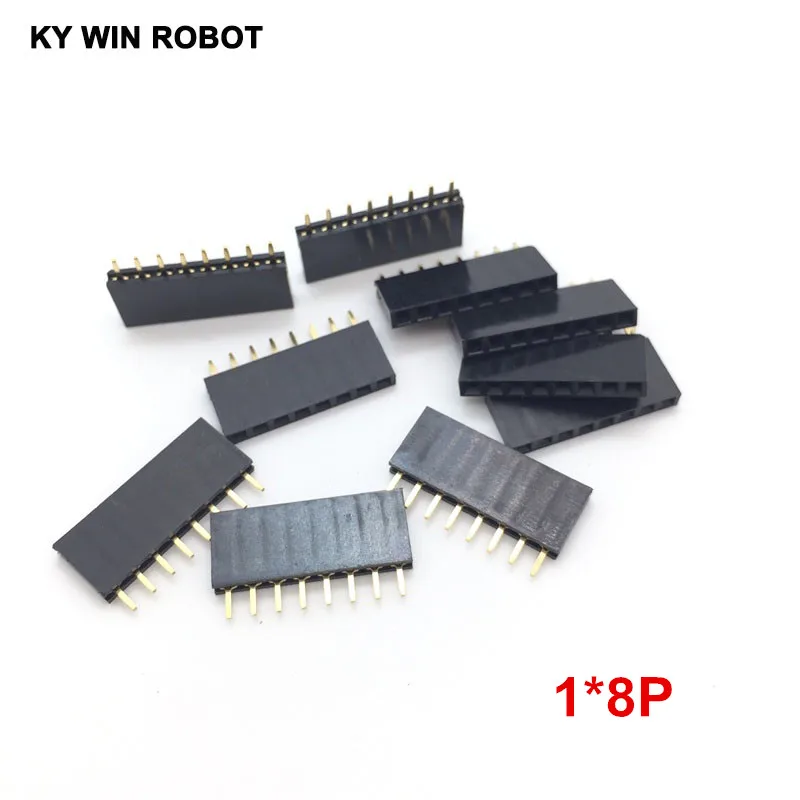 10 шт. 1x8 8-контактный разъем PCB Однорядный прямой гнездовой штыревой 2 54 мм штыревая