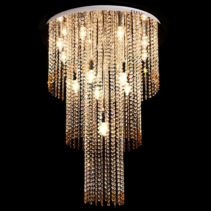 

New luxury modern LED crystal ceiling lamp crystal lamp living room lamp bedroom duplex villa dining hall chandelier club