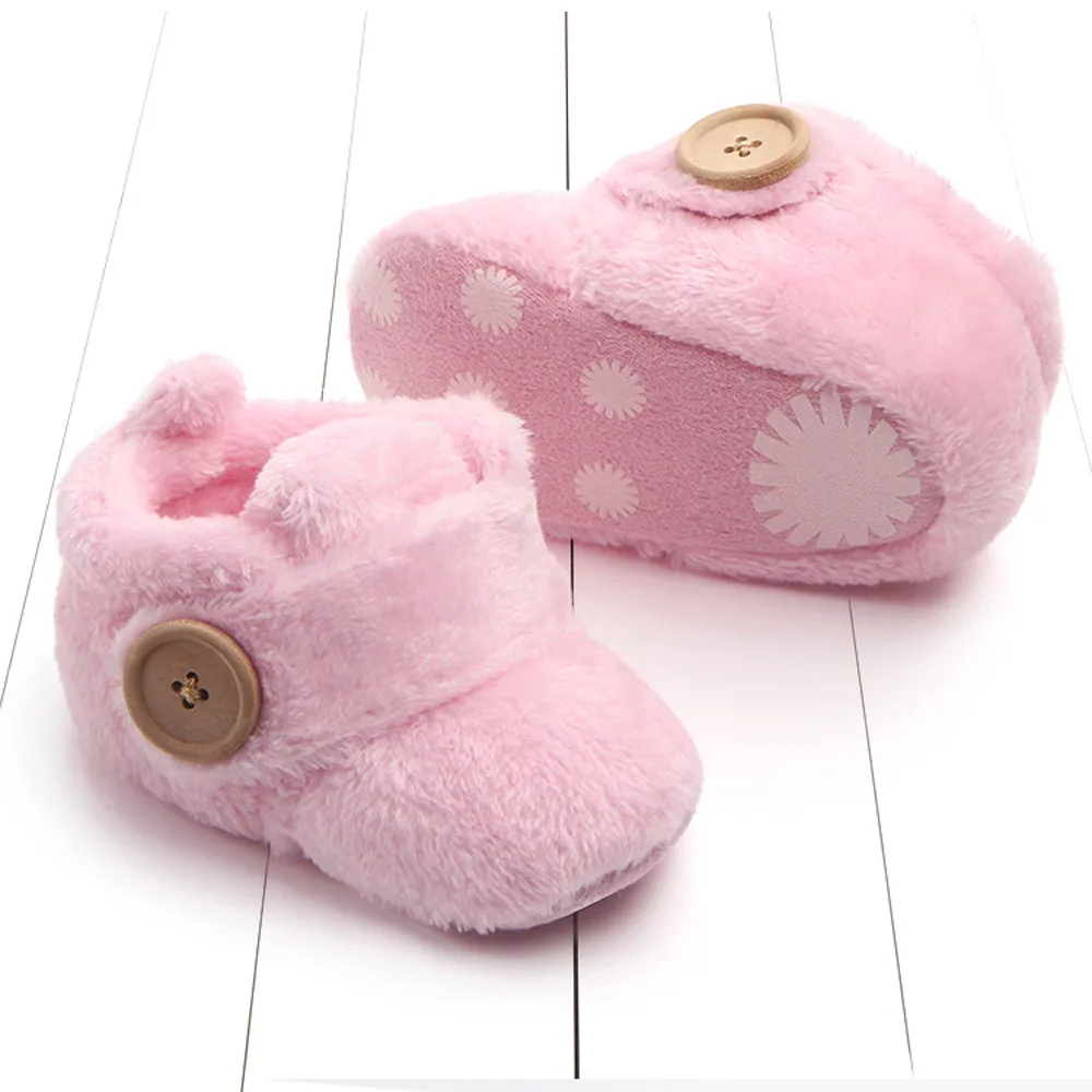 

Lovely Hookloop Design Boy Girls Toddler First Walkers Baby Shoes Round Toe Flats Soft Slippers Shoes winter Baby Warm Shoes