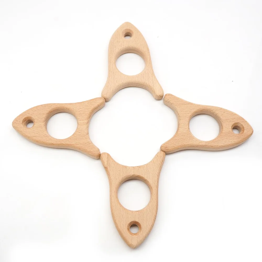 Chenkai 10pcs Wood Airplane Teether Nature Baby Rattle Teething Grasping Toy DIY Organic Eco-friendly Wooded Gift Accessories