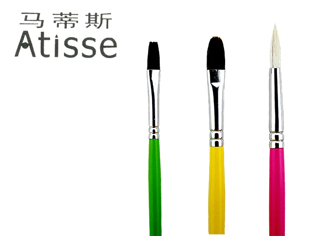 3pcs Oil Paint Brush Set horse hair Artist Brushes Pen Gouache Paint