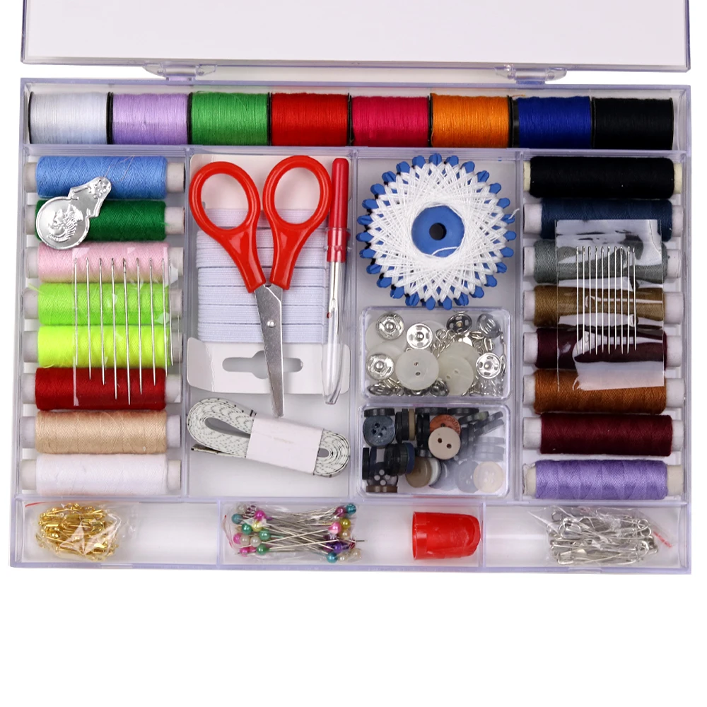 D&D Plastic Box Sewing Kits Needle Tape Scissors Threads Home