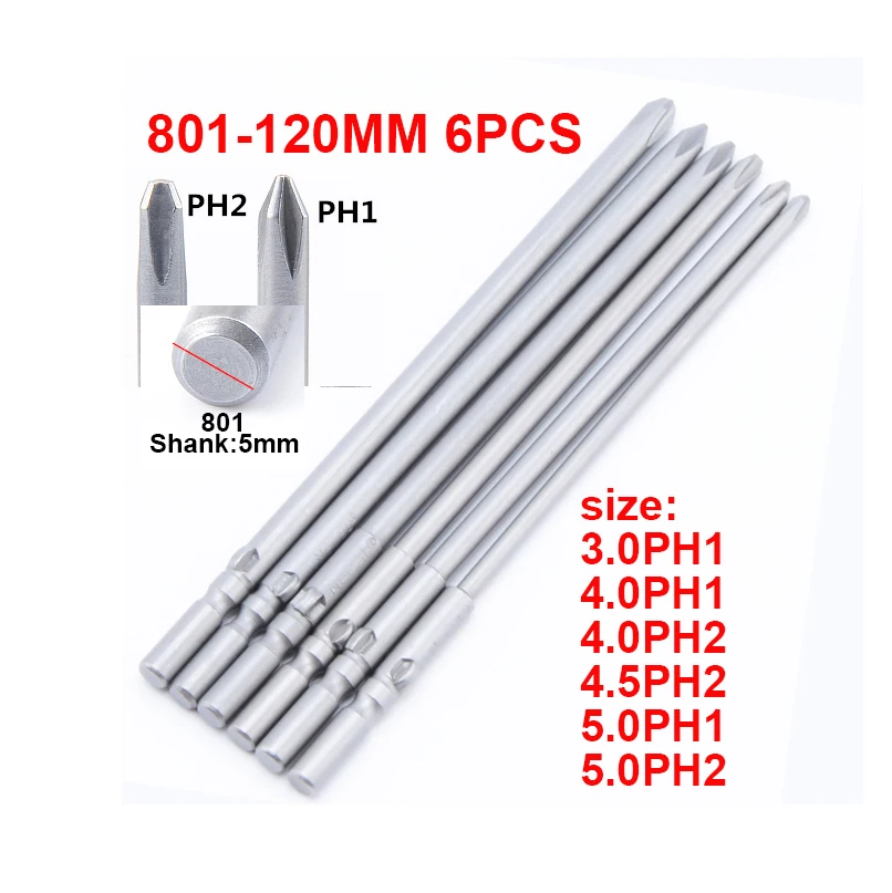 

1Pc 801 5mm x 120mm Magnetic Round Shank Phillips Cross Head Screwdriver Bit Set Hand Tools
