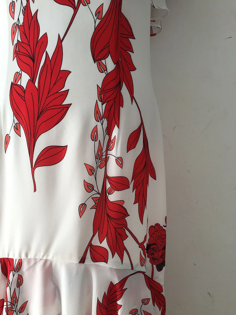 HIGH QUALITY New Fashion 2019 Designer Runway Print Dress Women's One-shoulder Floral Cascading Ruffle Long Dress (6)