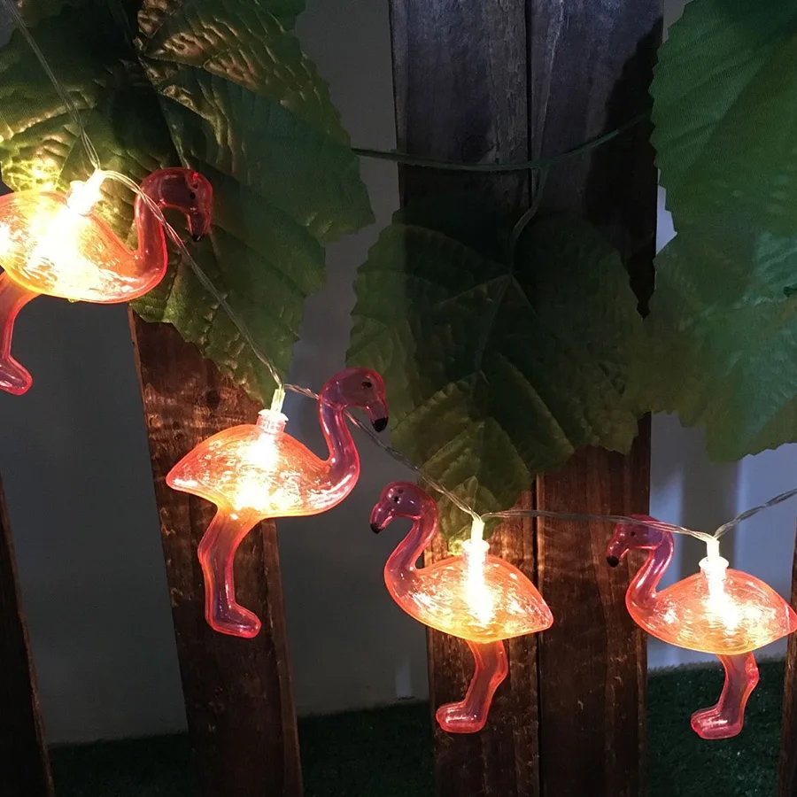 

HANMIAO 20LED/2.2M Decorative LED Lights Flamingo Size 9.5x7cm LED Festoon Light for Thanksgiving Day Garland Battery Powered 34