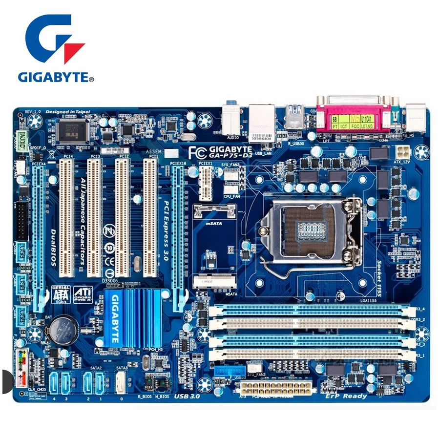Оригинальная Материнская плата Gigabyte LGA 1155 DDR3 USB2.0 USB3.0 SATA3 P75 D3 32 ГБ для настольного