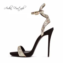 Arden Furtado/ г. летняя пикантная обувь на высоком каблуке 12 см, модная женская обувь, серебристые блестящие сандалии на платформе вечерние, размер 33
