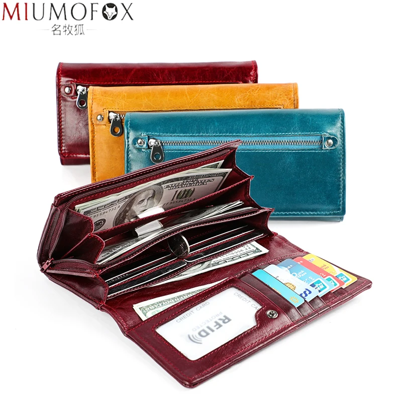 Genuine Leather Women Wallet Luxury Designer Cow Leather Wallets Female 
