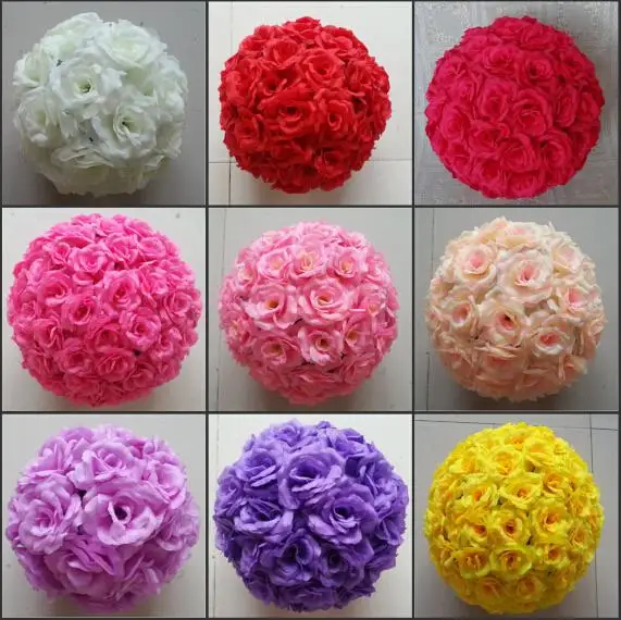

10" 25cm Elegant Wedding Theme Artificial Roses Flower Balls Hanging Kissing Ball Craft Ornament For Party Decoration Supplies