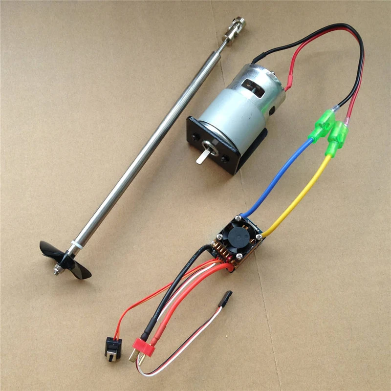 

RC Bait Boat Power Kit 775 Motor + Bracket 480A ESC with Cooling Fan Drive Shaft Nylon 4 Blades Propeller