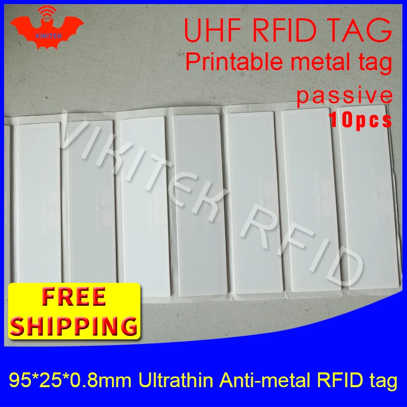 UHF RFID ультратонкие антиметаллический тег 915 м 868 10 шт. фиксированные активы 95*25*0,8 мм long range PET Пассивная RFID Метка