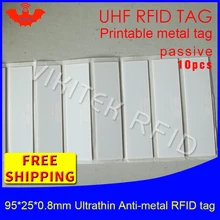 UHF RFID ультратонкие антиметаллический тег 915 м 868 10 шт. фиксированные активы 95*25*0,8 мм long range PET Пассивная RFID Метка