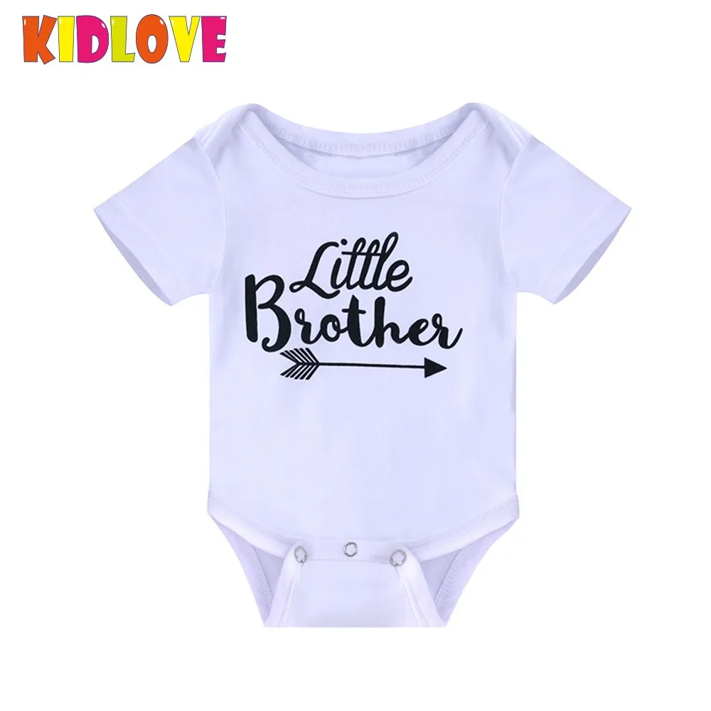 Kidlove Baby Boy Girl Onesie Little Brother Arrow Print Romper Short Sleeve Cotton Bodysuit T-Shirt Newborn Clothing WU | Детская одежда