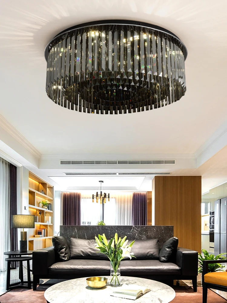 Luzes de Teto de Cristal para Sala de Laminarias Romântico Moderno Lâmpadas Parágrafo Teto Rodada Plafondlamp Quarto Avize Led 5 Teto de Cristal Para Sala de Laminarias
