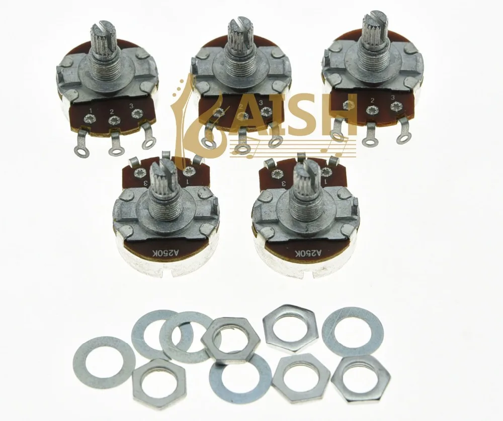 

10pcs A250K Electric Guitar Audio Pots 24mm Base w/ Short Shaft Potentiometers