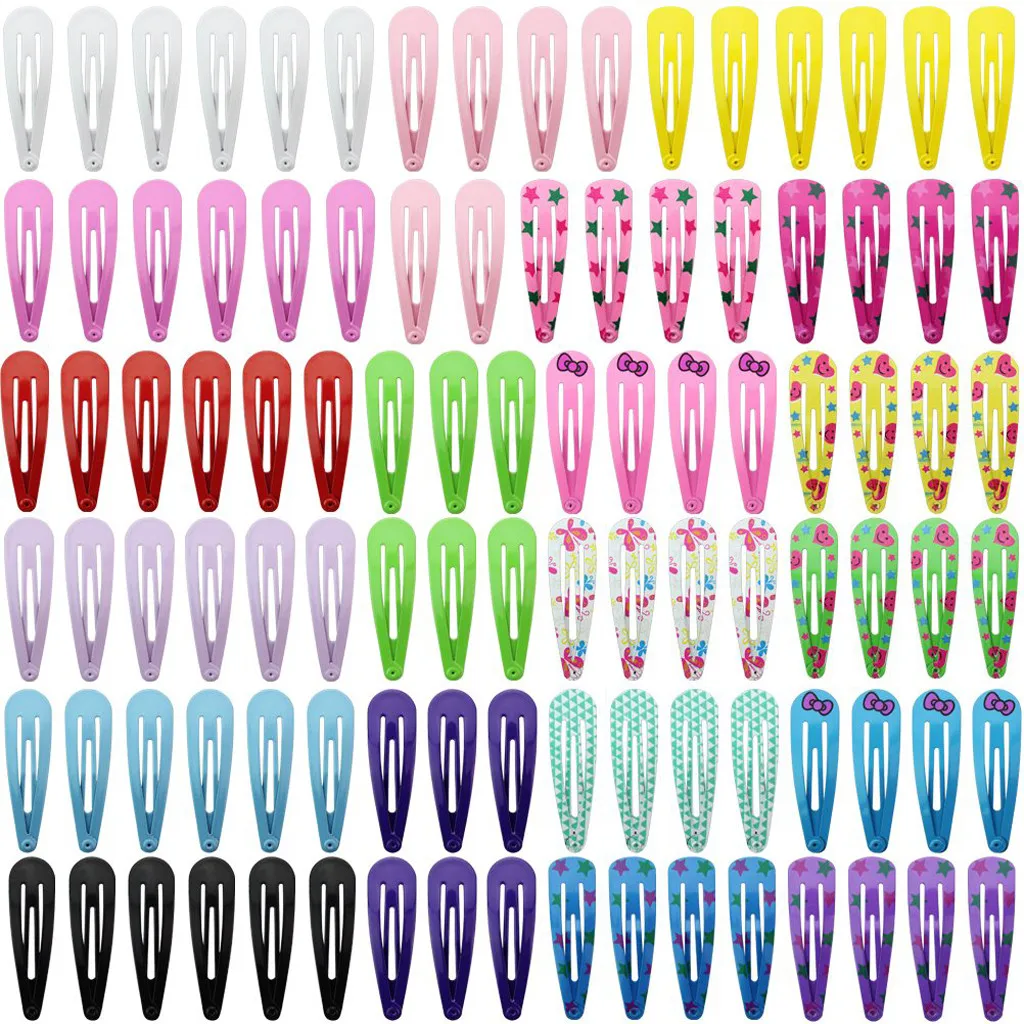 

100PC Hair Accessories For Kids Metal Non-Slip Hair Clips Women Baby Girls Snap Hair Clamp Pins Hairpins Styling Makeup Tool L58