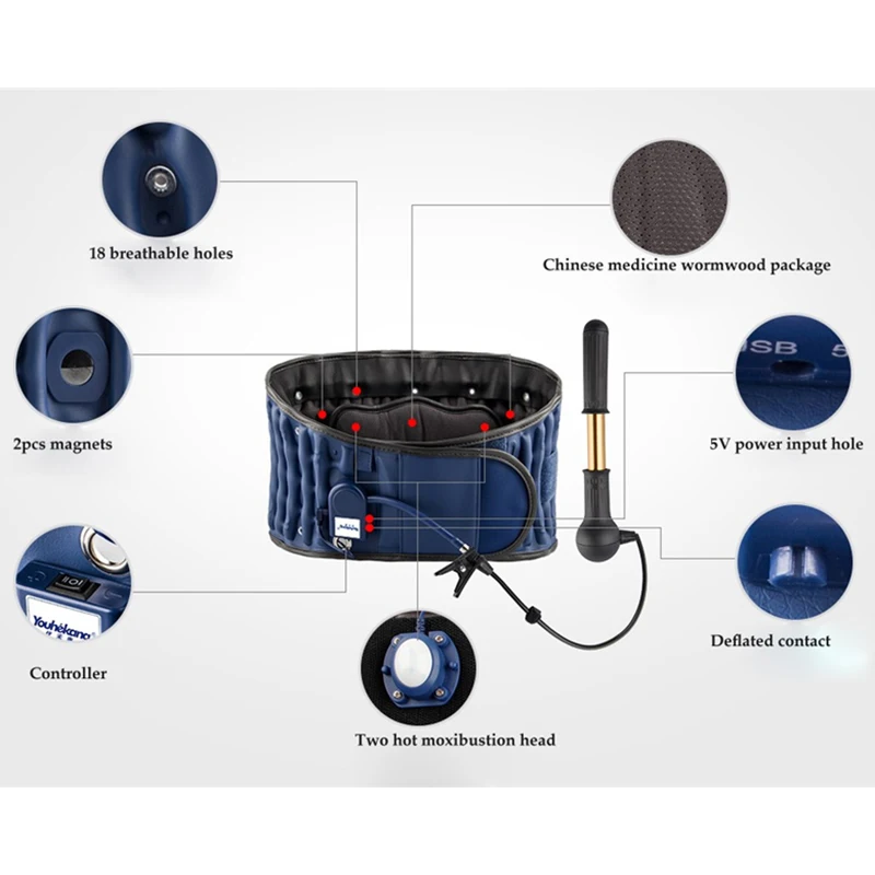 YihCare прижигание поясничной тяги боль ниже медицинский массажер декомпрессия пояс для спины устройство Brace поддерживает Здоровье Мониторы