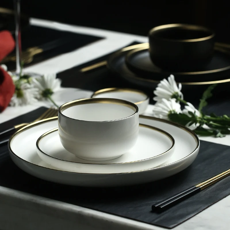 Белый Nordic европейский набор посуды 2/4 человек с суповую тарелку, производство Китай набор бытовой Керамика посуда чаша для риса