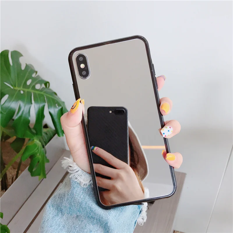 Горячая зеркало для макияжа в виде ракушки блеск мягкий чехол для телефона для samsung Galaxy S7 край J8 A50 A70 A830 A30 A10 M10 S8 плюс S9 Note 9 8 S10 E