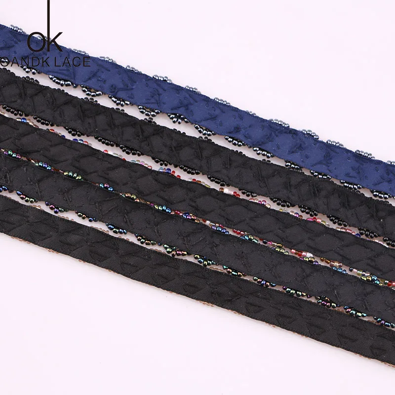1yard/lot Beaded Lace Trim Tape Fabric Ribbon DIY Collar Sewing Garment Headdress materials Leaf Lace