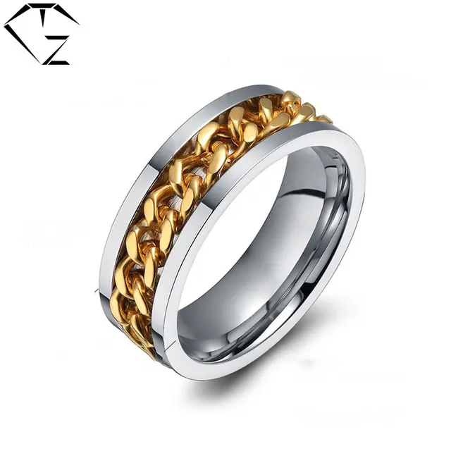Rotatable Ring Simple Gold Color Stainless Steel Punk Wedding Rings Rotatable Ring Simple Gold Color Stainless Steel Punk Wedding Rings For Women Men Jewelry Usa Size