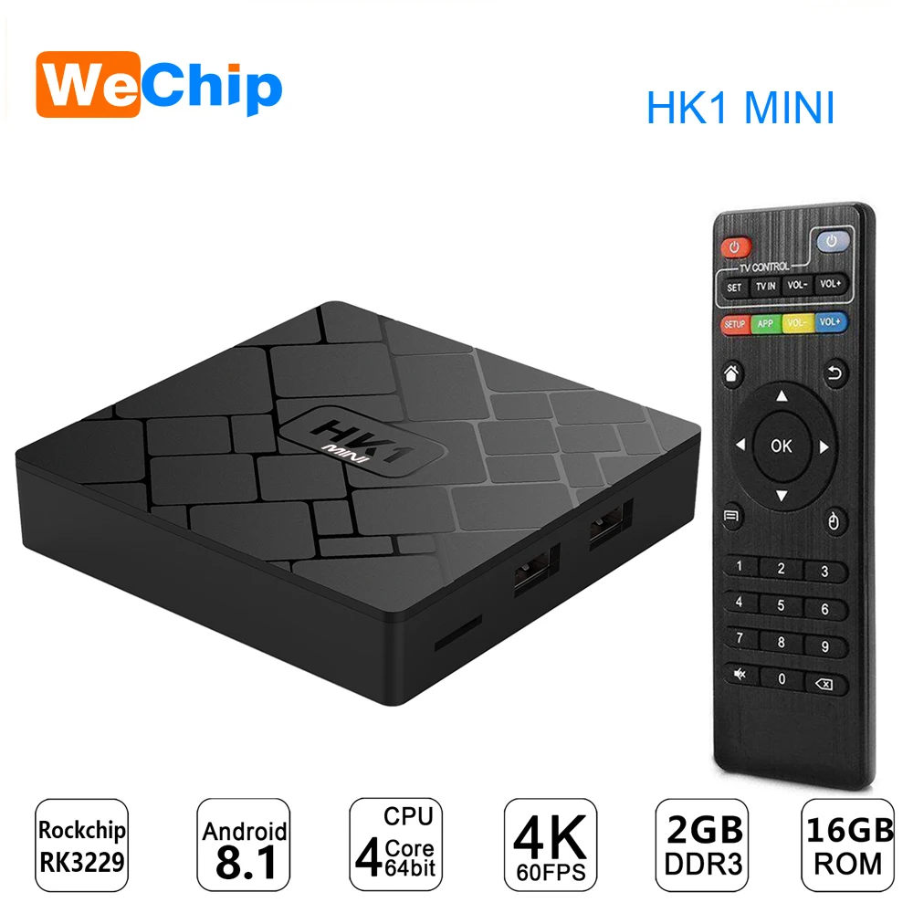

HK1mini Android 8.1 Box TV 2GB 16GB Rockchip RK3229 Quad Core 2.4G Wifi H.265 4K Support IPTV Set Top Box HK1 mini Media Player