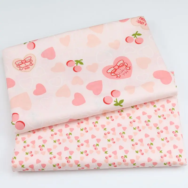 

100% Cotton Twill Fabric Orange Love Print Patchwork Textile Cotton Fabric DIY Sewing Quilted Child Clothing Sheets Cloth