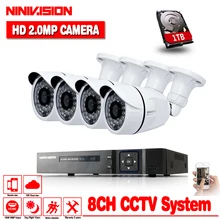 NINNIVISION высокое качество 8CH HD 1080P HDMI DVR 4 шт 1080P 2.0MP CCTV камера система видеонаблюдения наружная ИК-камера CCTV комплекты