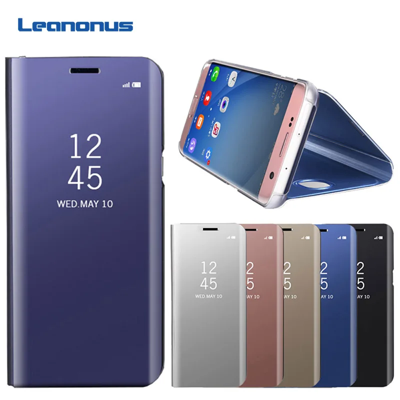 

Smart Case for Samsung Galaxy S6 S7 Edge S8 S9 Plus Note 8 Full Cover Clear View Smart Cover Case for Samsung S9 Plus Coques