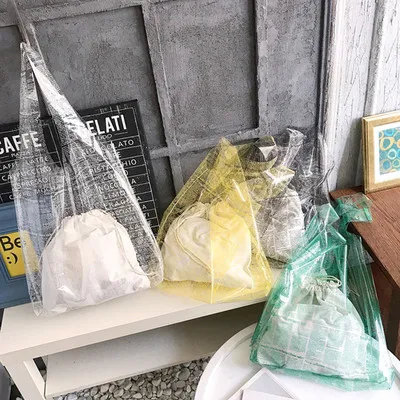 

Fashion Transparent Jelly Beach Bags Brand Women PVC Tote Messenger Handbags Ladies Girls Vacation Shoulder Shopping Bags
